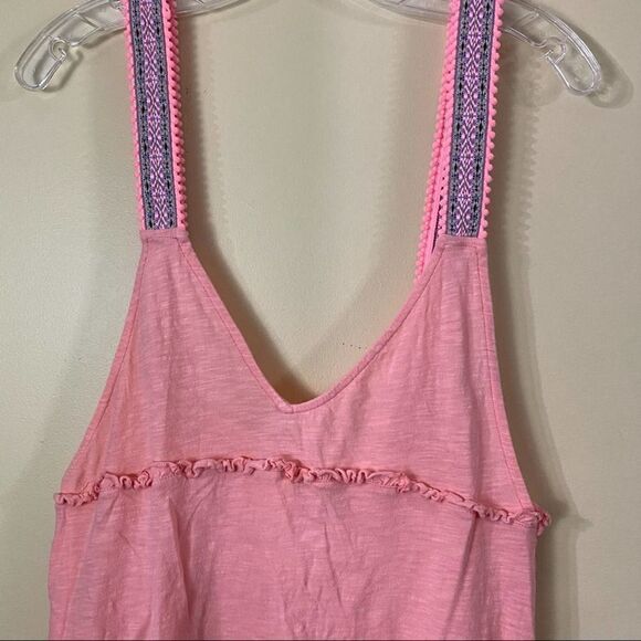 ASOS Peach Aztec Graphic Long Sleeveless Top Size 8 - Picture 2 of 7